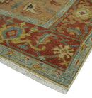 5.4x8 Hand Knotted Rust, Beige and Peach Traditional Turkish Knot Heriz wool area Rug