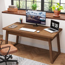 55" Wood Computer Desk, Mid-Century Modern Study Writing Table with Drawer