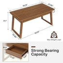 55" Wood Computer Desk, Mid-Century Modern Study Writing Table with Drawer