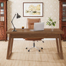 55" Wood Computer Desk, Mid-Century Modern Study Writing Table with Drawer