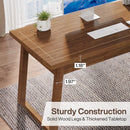 55" Wood Computer Desk, Mid-Century Modern Study Writing Table with Drawer