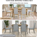7-Piece Farmhouse Dining Set Classic Rustic Table and 6 high-back design Chairs for Dining Room, Kitchen (Natural Wood Wash)