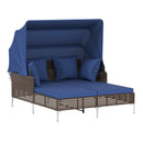 Outdoor Daybed with Retractable Canopy PE Wicker Rattan Patio Lounger by LJGDeals