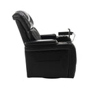 270 Degree Swivel PU Leather Power Recliner Individual Seat Home Theater Recliner with Comforable Backrest, Tray Table, Phone Holder, Cup Holder, USB Port, Hidden Arm Storage for Living Room, Black
