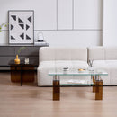Modern Tempered Glass Coffee Table With 2 Tier Storage For Living Room by Unique Piece Furniture