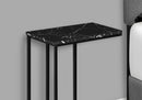 Accent Table, C-Shaped, Marble Look Modern Design - Black by HouseOfZazla