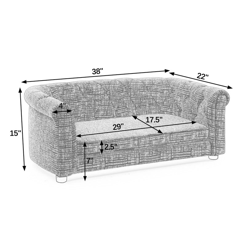 Contemporary Pet Sofa with Arc-Shaped Backrest and Armrests, Breathable Linen, Soft Cushion, Green, 38'x22'x15'