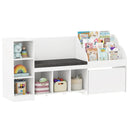 Kids Bookcase with Reading Nook 4-in-1 Standing Toy Organizer-White by LJGDeals