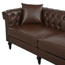 Man cave Sofa Couch for garage, Living Room, L Shaped Reversible Modern Chesterfield Sofa with Rolled Arms and Nailhead, 5 Seat Tufted Couch for Small or Large Space(Dark Brown) PU Leather