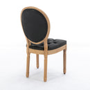 French Style Solid Wood Frame Antique Painting, Hand-Pulled Buckle Decoration Artificial Dining Chair With Nailhead Trim, Wood Legs