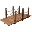 5 Ft Wooden Garden Bridge, Stained Wood Arc Footbridge with Chain Railings by HouseOfZazla