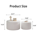 White Scalloped Round Coffee Table Set: Nesting Design, Elegant Curved-Edge Shape by HouseOfZazla