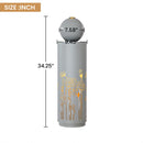34.25'H Light Gray Metal Cutout Outdoor Water Fountain with LED Lights by HouseOfZazla