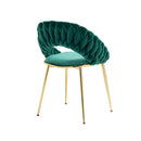 Accent Chairs Set of 2, Velvet Side Chairs with Gold Legs, Mid-Century Upholstered Dining Chairs for Living Room, Kitchen, Bedroom, Beauty Room