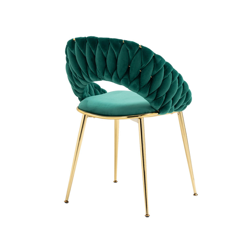 Accent Chairs Set of 2, Velvet Side Chairs with Gold Legs, Mid-Century Upholstered Dining Chairs for Living Room, Kitchen, Bedroom, Beauty Room