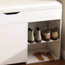 Modern Design Entryway Bench With Adjustable 3 Tier Flip-Up Drawers And Hidden Cabinet - White by HouseOfZazla