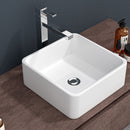 Elegant European Style Ceramic Square Vessel Bathroom Sink - White by HouseOfZazla