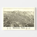 Vintage Map of Danbury, Connecticut 1884