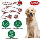 5Pcs Christmas Dog Rope Chew Toys Dog Interactive Toys Set for Puppy Small Medium Aggressive Chewers Dogs Training Teething Playing