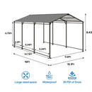 Metal Carport 10 5Ft Heavy Duty With Galvanized Steel Roof Metal Garage Canopy With Galvanized Steel Roof & Frame Car Tent Outdoor Storage Shed - Gray by HouseOfZazla
