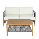 2-Piece Acacia Wood Outdoor Loveseat with Coffee Table