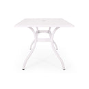 Celestine - Outdoor Cast Aluminum Dining Table With Floral Lattice Design And Umbrella Holder