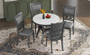 5-piece Dining Round Table Set with One Faux Marble Top Dining Table and Four PU-leather Chairs,Grey