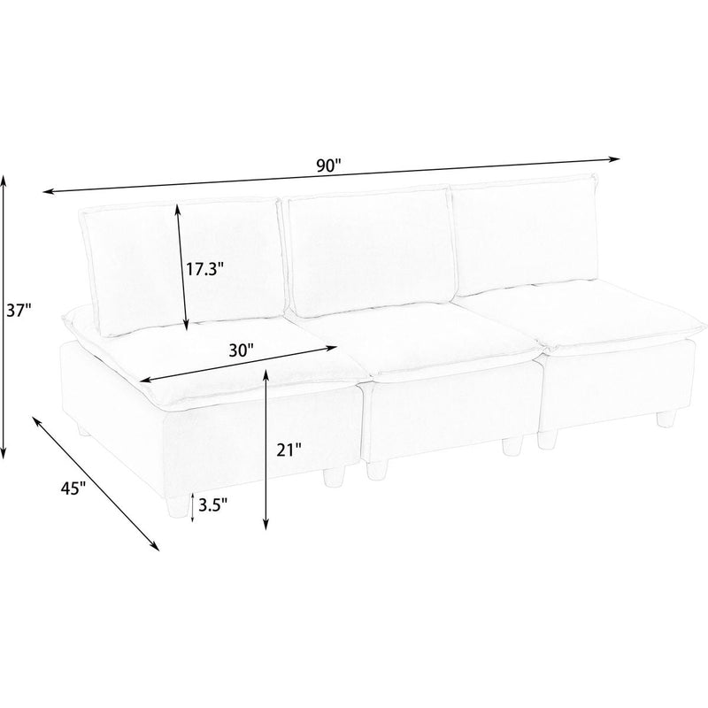 88-inch simple, modern and ultra-comfortable straight-row three-seater off-white flannel sofa is suitable for living rooms, bedrooms and balconies.