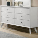 Dresser With Mirror, Angled Legs, Round Knobs - White by HouseOfZazla