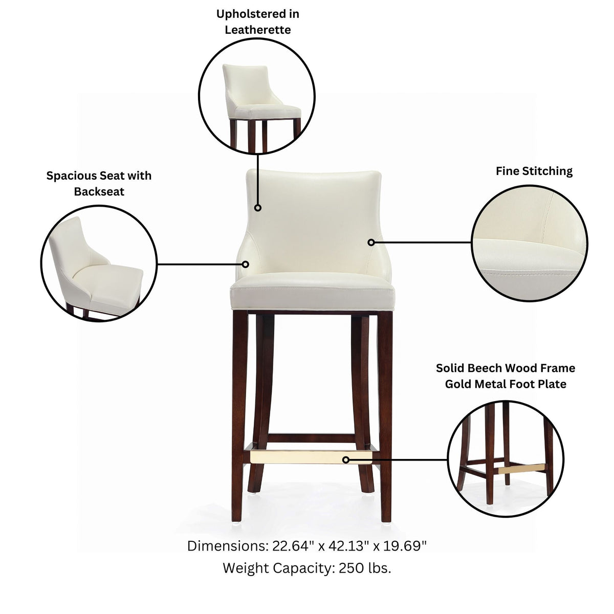 Shubert - Barstool - Ivory, photo 3 of 7