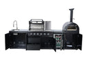 Black 125-Inch Double Stainless Steel Gas Outdoor Kitchen Barbecue Grill