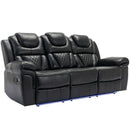 Home Theater Seating Manual Recliner Chair With Center Console And Led Light Strip For Living Room by HouseOfZazla