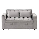 55.3" 4-1 Multi-functional Sofa Bed with Cup Holder and USB Port for Living Room or Apartments, Gray