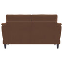 Dania - Upholstered Crescent Loveseat With Curved Tufted Arms - Rust by HouseOfZazla