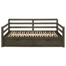 Twin Long 2 Drawer Daybed With Extendable Trundle, Storage Drawers, Fits Standard Mattress - Gray