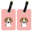Checkerboard Pink Beagle Luggage Tag
