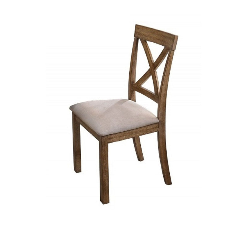 Dining Chair With Open X Back (Set of 2) - Brown / Beige, photo 4 of 7