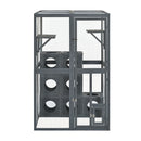 Outdoor Cat House With Shelves And Weather Protection, Removable Wood Boxes - Gray by HouseOfZazla