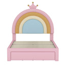 Upholstered Rainbow Design Bed, Princess Platform Bed With Storage Drawer by Unique Piece Furniture