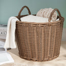 Round Cone Woven Resin Wicker Basket With Handles For Versatile Storage - Walnut Brown by HouseOfZazla