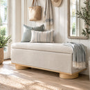 Modern 50" Oatmeal Upholstered Storage Bench