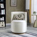 360 degree Swivel Accent Chair with Storage Function, Velvet Curved Chair with Gold Metal Base for Living Room, Nursery, Bedroom