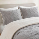 3 Pieces Full/Queen Cable Knit Chenille Comforter Set Gray