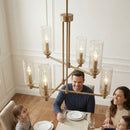 Timeless - 6 Lights Chandelier With Clear Ribbed Satin - Antique Brass / Clear / Gold by HouseOfZazla