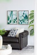 Framed Printed Acrylic Decorative Wall Art, Wall Decor For Living Room (Set of 2) - White / Green by HouseOfZazla