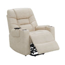 Nairi - Power Recliner With Lift, Heating & Massage - Ivory Polished Microfiber by Unique Piece Furniture