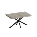 55.11" -70.86"Retro Rectangular Stretch Dining Table, Grey Carole Top With Black Embossed Center Plate, Black Fine Sand Cross Iron Foot Base Dining Table, With Storage Box.