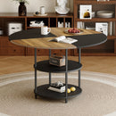 Diameter - Modern Splicing Circular Dining Table Double Layer Storage - Wood / Black by Unique Piece Furniture
