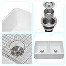 Double Bowl Apron Front Kitchen Sink 32", Sturdy And With Scratch Resistant - White