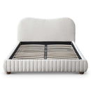 Norme - Queen Size Upholstered Low Profile Platform Bed - Cream by HouseOfZazla